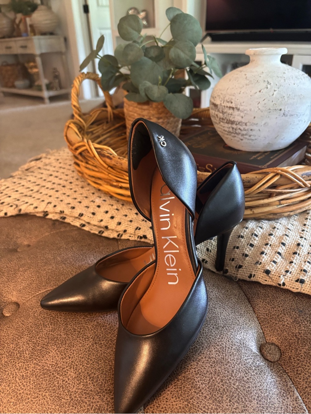 Calvin Klein Black Pointed D'Orsay Stiletto Pumps